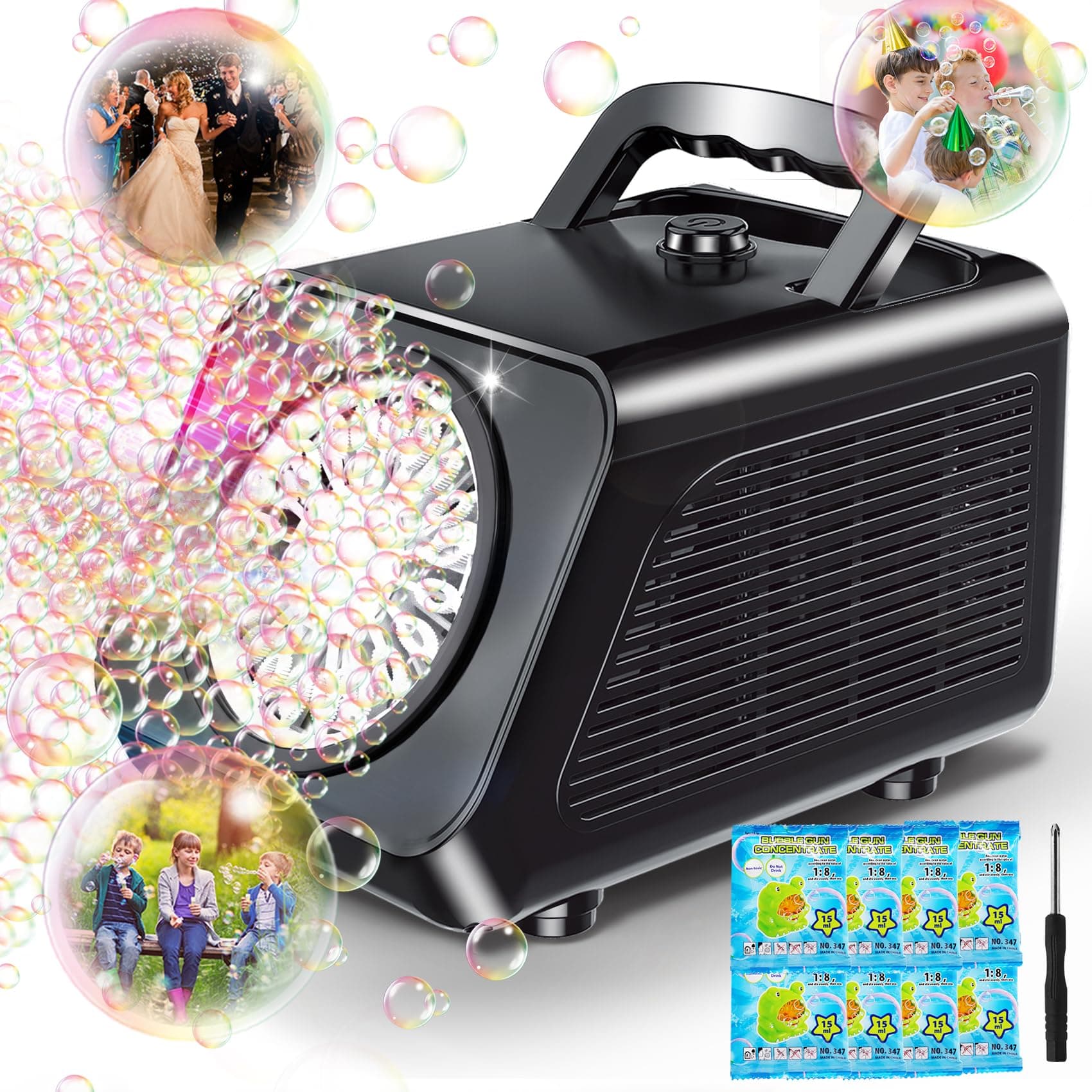 Bubble Machine Automatic Bubble Blower for Kids: Blow 20000+ Bubbles Per Minute, Durable Portable Bubble Maker for Kids Toddlers| Battery Operated Bubble Toys for Indoor Outdoor Birthday Parties