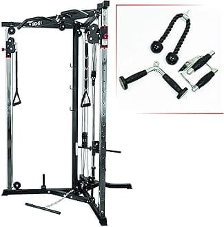 Cable Crossover Machine - 17 Adjustable Positions with Pull Up Bars and Optional Bundle Attachments Max Weight 200 lb. Plate Loaded Pulley System for Home Gym Power Workout