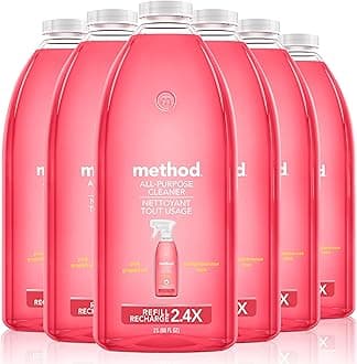 Method All-Purpose Cleaner Refill, Pink Grapefruit, Perfect for Most Counters, Tiles, Stone, and More, 68 Fl Oz bottles, (Pack of 6)