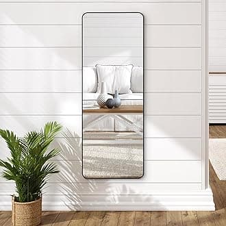 Americanflat 21x58 Full Length Mirror with Stand - Standing Mirrors with Durable Frame - Modern Mirror for Bathroom, Bedroom, Living Room - Mirrors for Wall Display and Home Decor - Black