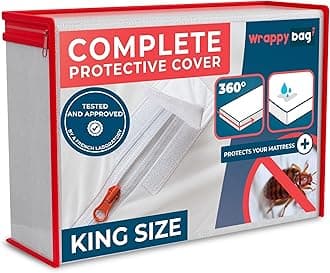 WRAPPYBAG Bed Bugs Mattress Protector - Mattress Cover - Zipped Mattress Protector - Waterproof - Cotton Surface - King Size