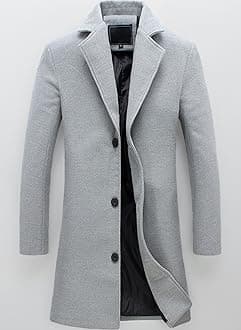 JEShifangjiusu Men'S Trench Coat Long Wool Coat Winter Classic Overcoat Top Pea Coat Casual Business Cotton Blend Jacket