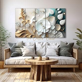 The Castle Decor-White Flower European Style painting with frame Big Size (27x48) Wall Art for living room,Bedroom,Drawing room,Hotels-Wooden Framed-Digital Painting