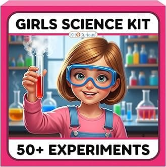 Kit4Curious® Girls Science Kit for 50 Experiments – Girls Birthday Chemistry Learning Starter kit