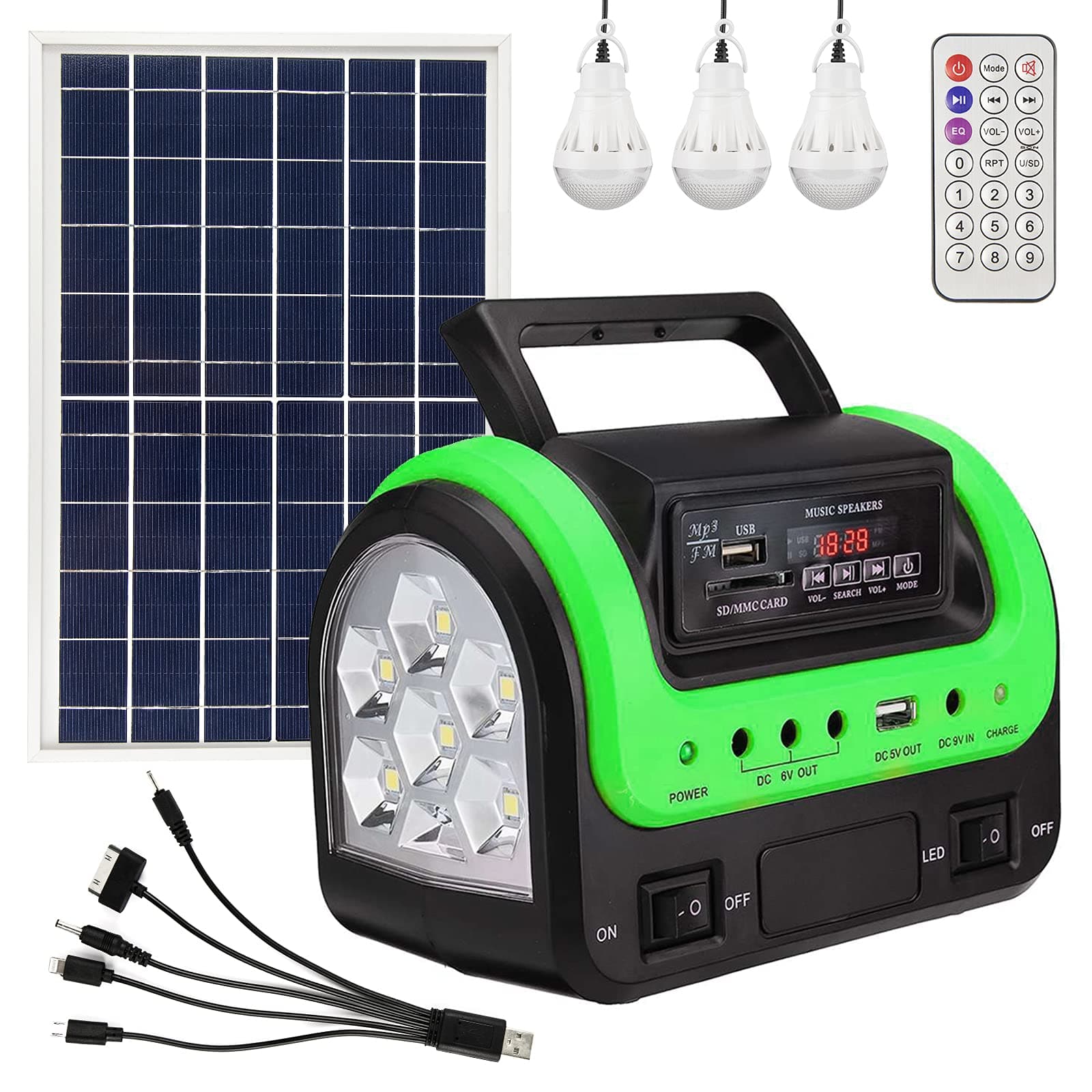 Solar Generator with Panel,Solar Power Generators Portable Power Station with Flashlight,Emergency Power Supply for Home Use Camping Hunting Emergency(Green)