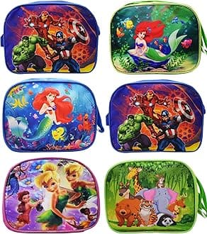 Asera Polycotton Birthday Return Gifts Sling Bag/Picnic Bag Mix Design Theme Bag for Kids, Multicolor