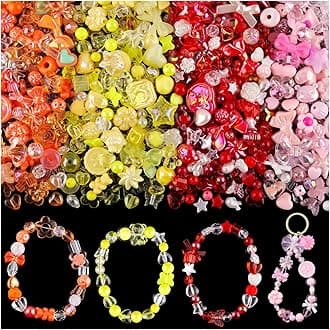 210-270PCS TINKRSTUFF Assorted Acrylic Beads For Bracelet Making, Cute Beads For Jewelry Making Flower Bow Butterfly Candy Gummy Bear Kawaii Aesthetic Bracelet Charms,DIY Necklace Keychain Phone Charm