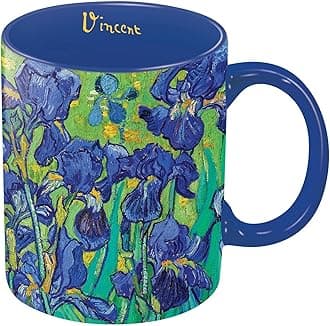RainCaper Van Gogh Irises Large Porcelain Fine Art Coffee and Tea Mug for Home and Office, 11 Oz, Dishwasher and Microwave Safe