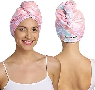 Turbie Twist 2-Pack Microfiber Hair Towel for Beauty, Travel, Gifting - Hair Wrap Turban for Straight, Wavy & Curly Hair - Premium Hair Care - Mermaid