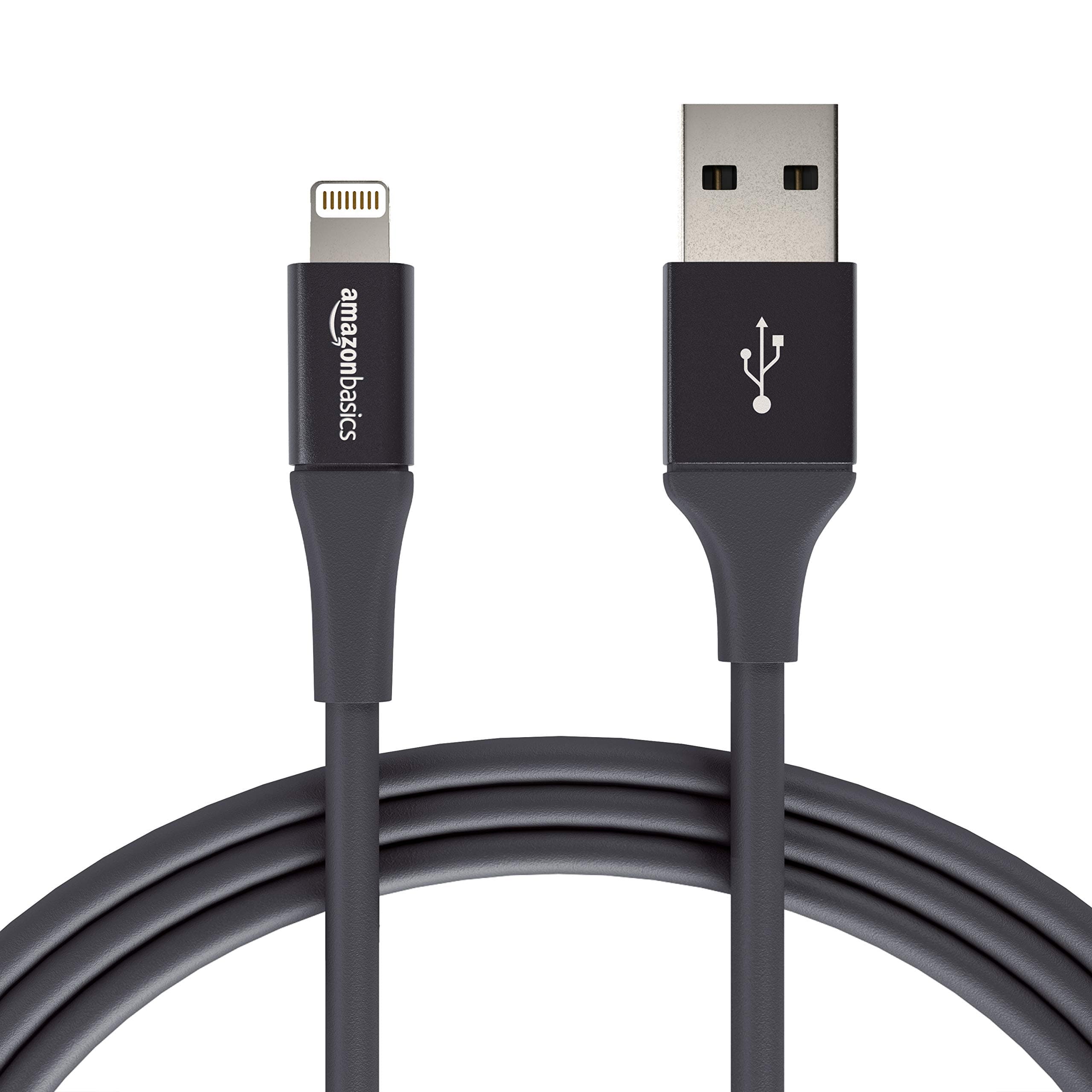 Amazon Basics USB A Cable with Lightning Connector, Premium Collection - 6 Feet (1.8 Meters) - Single - Black