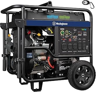 Westinghouse 18000 Peak Watt Dual Fuel Home Backup Portable Generator, Remote Electric Start, Transfer Switch Ready, Gas & Propane Powered, CO Sensor