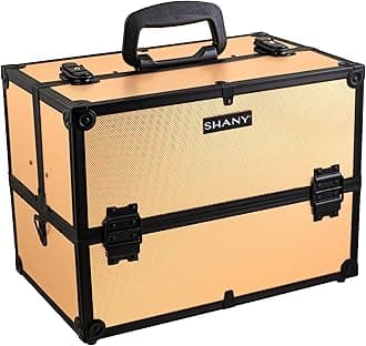 SHANY Essential Pro Makeup Train Case Cosmetic Box Portable Makeup Case Cosmetics Beauty Organizer Jewelry storage with Locks, Multi Compartments Makeup Box and Shoulder Strap - Black Rose