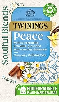 Twinings Soulful Blends Peace Inspired by Ayurveda - Mellow Camomile Tea Infusion with Vanilla & Cinnamon Herbal Tea - 20 x Biodegradable Tea Bags