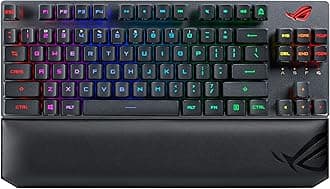 ASUS ROG Strix Scope RX TKL Wireless Deluxe, 80% Gaming Keyboard, Tri-Mode connectivity (2.4GHz RF, Bluetooth, Wired), ROG RX Blue Optical Mechanical Switches, PBT Keycaps, RGB, Wrist Rest, Black