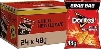 Doritos Chilli Heatwave Vegetarian Tortilla Chips, Perfect for Snacking 48g (Case of 24)
