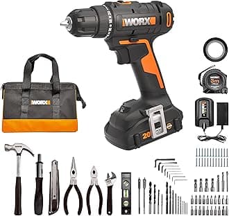 20V 3/8" Cordless Drill with 84pc Accessory Kit, Variable 2-Speed Drill Set 265 In-Lbs Torque 20+1 Clutch, Lightweight Compact Drill Driver 3/8-Inch Keyless Chuck – Battery & Charger Included