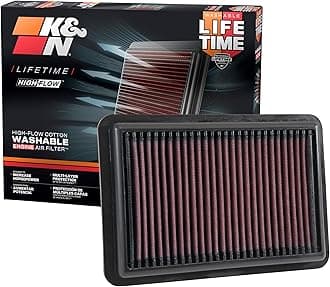 K&N High-Flow Original Lifetime Engine Air Filter: Increase Power: Washable: Compatible with 2017-2025 HYUNDIA/KIA: Elantra, I30, Kona, Veloster, Cerato, Forte, ProCeed, Seltos, Soul, Xceed, 33-5050