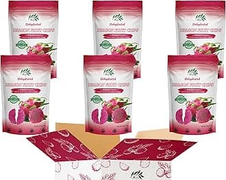 Dragon Fruit Chips - Pack of 6 x 2 Oz - Healthy 1 Ingredient Superfood Snack - No Added Sugars or Preservatives - Non-GMO, Vegan, Gluten-Free (Pack of 6)