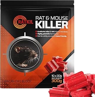 Rat Poisoning Blocks 300g - Maximum Strength Rat Poison & Mouse Poisoning Indoor | Fast Acting Rat Killer Bait Blocks & Mouse Poison for Rodent Control