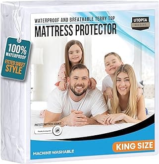 Utopia Bedding Waterproof Mattress Protector USA King Size, Premium Terry Mattress Protector