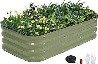 GoCampDriect 3 in 1 Raised Garden Bed - 3x3x1ft Galvanized Raised Garden Boxes Outdoor Corrosion Resistant | Variable Shape Metal Raised Garden Beds for Planting Vegetable, Herb,Fruits,Flower Green