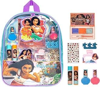 Disney Moana 2 Makeup Filled Backpack Set, Including Lip Balm, Nail Polish, Nail File, Jaw Clip, Perfect for Parties, Sleepovers and Makeovers, Ages 3+, By Townley Girl