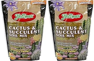 Hoffman Organic Cactus and Succulent Soil Mix to Provide Proper Drainage and Improve Growth in Cacti, 4qts, 2 Pack