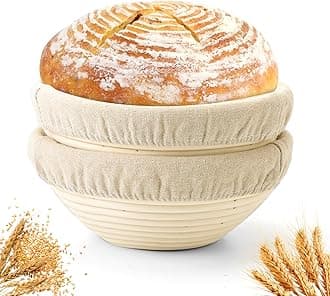 Savorella Bread Proofing Baskets Set of 2 8"/20cm Round Dough Proofing Bowls W/Liners Perfect for Home Sourdough Bakers Baking (20CM, Round)