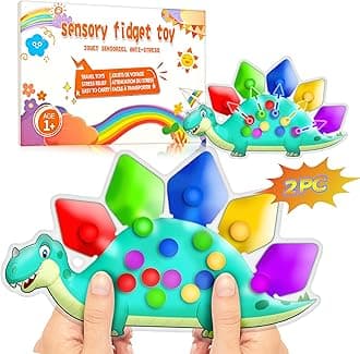 UIIOPJIOM Easter Basket Stuffer Gift for Toddler 2PC Dinosaur Color Sorting Sensory Toys, Montessori Toy Learning Activities Quiet Calm Down Fidgets for Classroom Valentine for 3 4 5 Year Old Boy