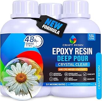 1.5L Crystal Clear Deep Pour Epoxy Resin Kit - Food Safe & UV Resistant Best for DIY, Art, River Table, Wood, Flower Preservation, Mould Casting Resin Epoxy Kit - for Beginners & Pros