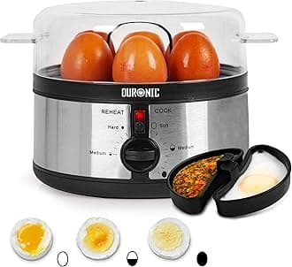 Duronic Electric Egg Boiler EB35 BK, Steamer for Eggs, Egg Cooking Machine, Automatic Egg Boiler Electronic Egg Poacher Machine for 7 Soft, Medium & Hard Boiled Eggs