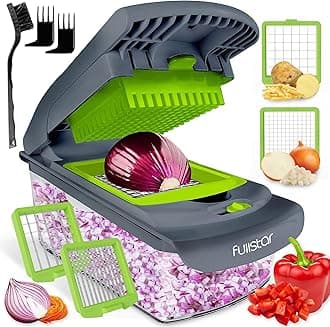 fullstarThe Original Pro Chopper - Vegetable Chopper and Spiralizer, Food Chopper with Container, Fruit Slicer, Kitchen Gadgets & Accessories, Home Essentials (2 in 1, Gray/Green)