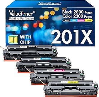 Valuetoner 201X Toner Compatible for HP 201X Toner Cartridges 4 Pack High Yield CF400X CF401X CF402X CF403X for Color Laserjet Pro MFP M277dw M252dw M277c6 M277n M252n M277 (Black Cyan Yellow Magenta)