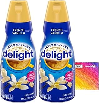 CURECOR Coffee Creamer Bundle. Includes Two (2) 32 fl oz bottle of International Delight Liquid Coffee Creamer and One Authentic Collective Sticker! (French Vanilla)