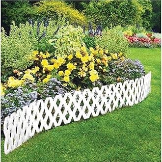 LATTICE FENCE 4 Pc Outdoor Flexible Weatherproof Plastic Garden Edging Border, White