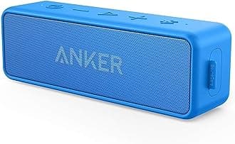 Anker SoundCore 2 Bluetooth Speaker, Fantastic Sound, Enormous Bass with Dual Bass Drivers, 24h Battery, Improved IPX7 Water Protection, Wireless, for iPhone, Samsung (Blue)