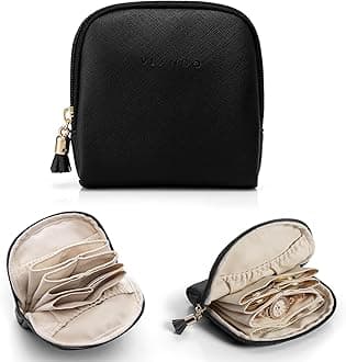 VLANDO Small Jewelry Travel Case,Travel Essentials for Women,Jewelry Pouch Bags with Zipper,Velvet Jewelry Organizer Storage Bag for Bracelet Rings Earring-Black