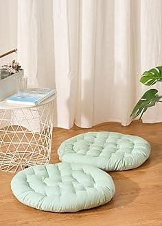 Premium Cotton Floor Seating Cushion | Luxurious Comfort & Microfiber Fill 60X60 CM Large Size for Meditation | Floor Cushions | Pooja | Living Room | Pets | Outdoor Sage Green Pack of 2