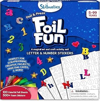 Skillmatics Paper Foil Fun - Letter & Number Stickers, Mess-Free Art, Project Kits, DIY Colourful Creative Activity, Gifts for Ages 5, 6, 7, 8, 9, and Up
