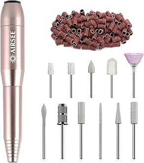 AIRSEE Portable Electric Nail Drill Professional Efile Nail Drill Kit for Acrylic, Gel Nails, Manicure Pedicure Polishing Shape Tools with 11Pcs Nail Drill Bits and 56 Sanding Bands