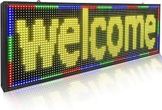 Outdoor LED Digital Signs Display WiFi Control With High Brightness Scrolling LED Sign Programmable for Store Business Board (Full Color P10 39x14 inch)