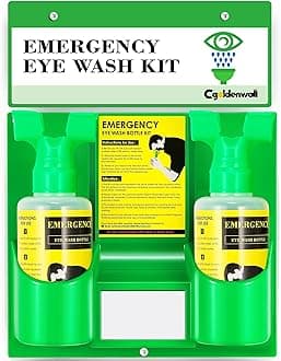 Emergency Eye Wash Station Portable Eyewash Station Wall Mounted Eye Wash Kit, OSHA Approved Double 16.9oz Eye Wash Bottles for First Aid (EMPTY Bottles)