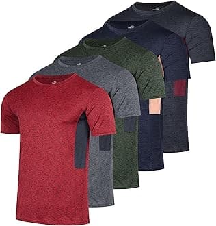 Men's Mens Dry-fit Moisture Wicking Active Athletic Performance Crew T-Shirts T-Shirt (Pack of 5)