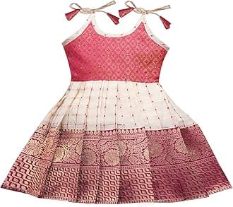 LehnvelSouth Indian Traditional Readymade pattu pavadai Frock for Baby Girls
