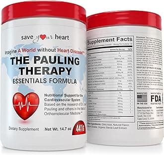 Cardio Heart Health Powder Supplement - The Pauling Therapy Essentials Formula (PTEF) Healthy Vitamin C, B-12, L-Lysine, L-Arginine, Magnesium, Zinc + Vitamins, Minerals & Antioxidants