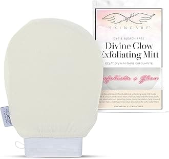 Divine Glow Exfoliating Mitt (1pc) – 100%, Dye-Free, Bleach-Free Vegan Viscose Korean Exfoliating Glove – Body Exfoliator for Self-Tan Removal & Keratosis Pilaris
