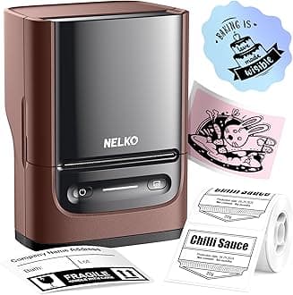Nelko Label Maker Machine with Tape, PM220 Bluetooth Label Printer, 2 Inch Portable Thermal Printer for Small Business, Address, Logo, Clothing, Sticker Printer for Phones & PC, 1 Count, Maroon