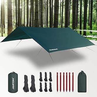 Waterproof Camping Tarp - 10X10ft Hammock Rain Fly, Ultralight & Portable & UV Protection Backpacking Tarp, Multifunctional for Outdoor Adventure, Hiking, Tent, Hammock