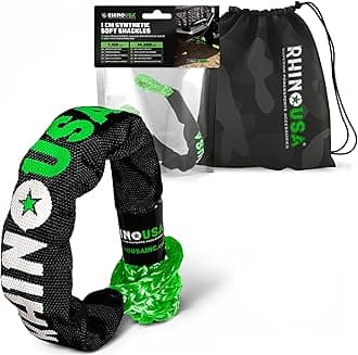 Rhino USA Synthetic Soft Shackle Rope (1-Pack) - 1 cm x 56 cm (14.243 kg Min Break Strength) Offroad Soft Shackle Recovery Kit for Truck, UTV, ATV - Compatible With Jeep, Toyota, Ford & More!