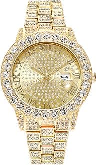 Unisex Luxury Diamond Watch Fashion Large dial Roman Numerals with Calendar Watch